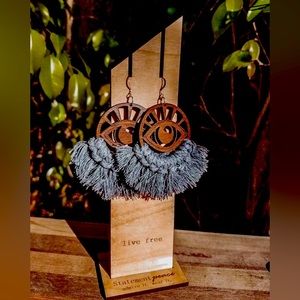 Statement Piece Wooden Eye Fringe Dangles